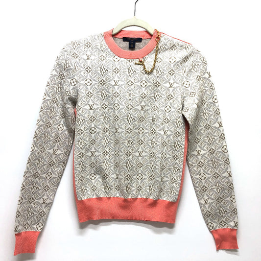 LOUIS VUITTON knit Silk, Cotton Gray / pink Monogram SUNCE1854 contrast trim Women XS