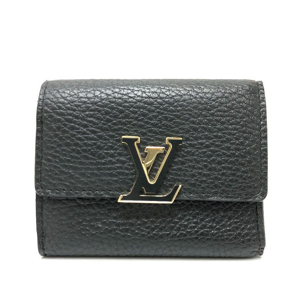 LOUIS VUITTON Trifold wallet M68587 Taurillon Clemence Leather black Portefeuille Capucines XS Women