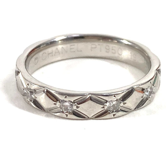 CHANEL Ring Pt950 Silver Matelasse Quilting 10P Diamond Diamond 48