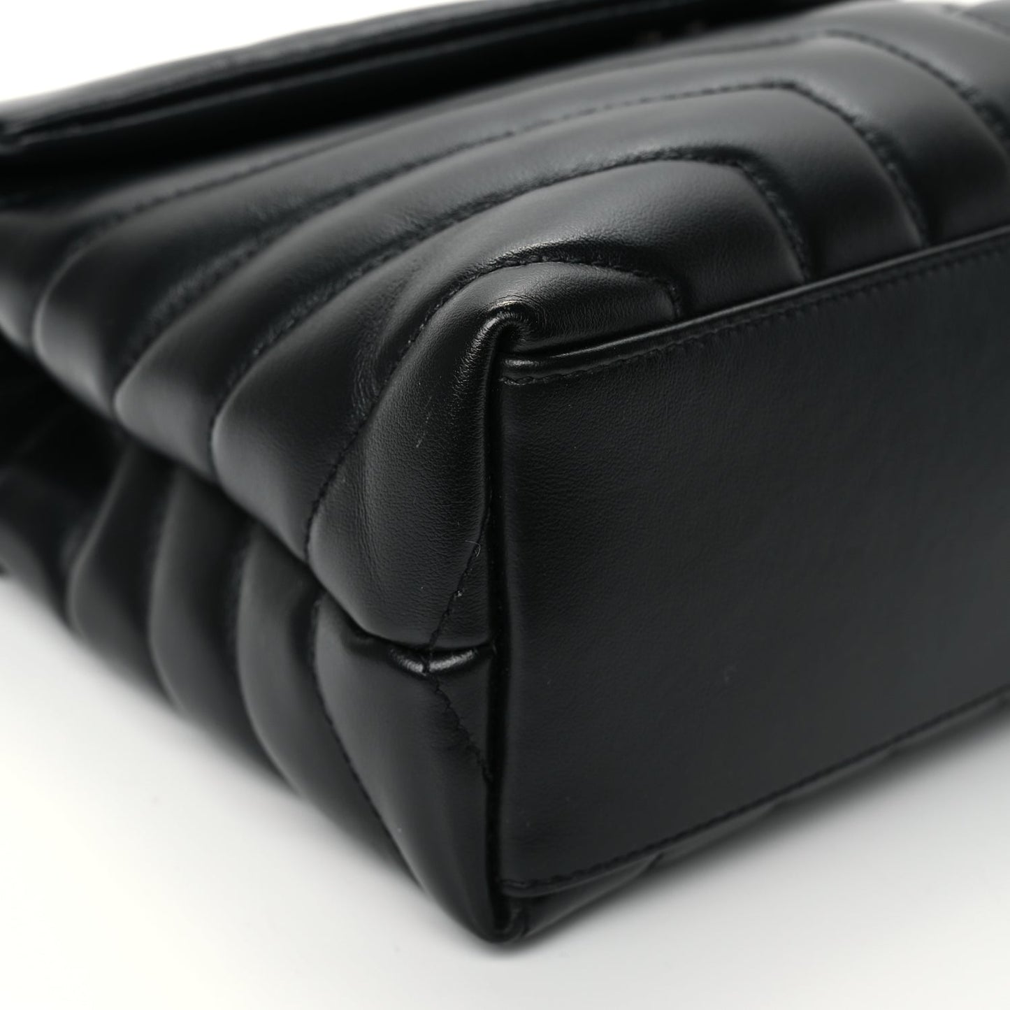 Saint Laurent Calfskin Y Quilted Monogram Small Loulou Chain Satchel Black