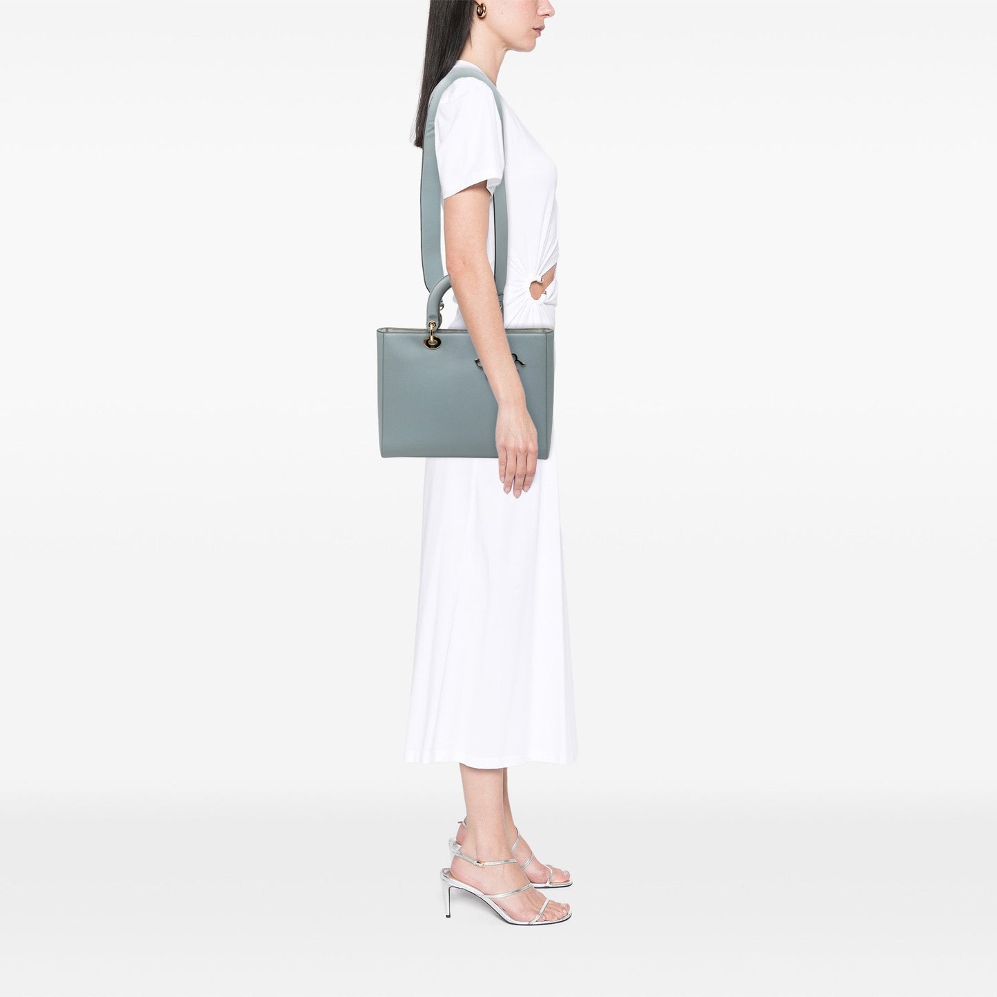 Blue Dior Large Grained Calfskin Lady Dior Satchel