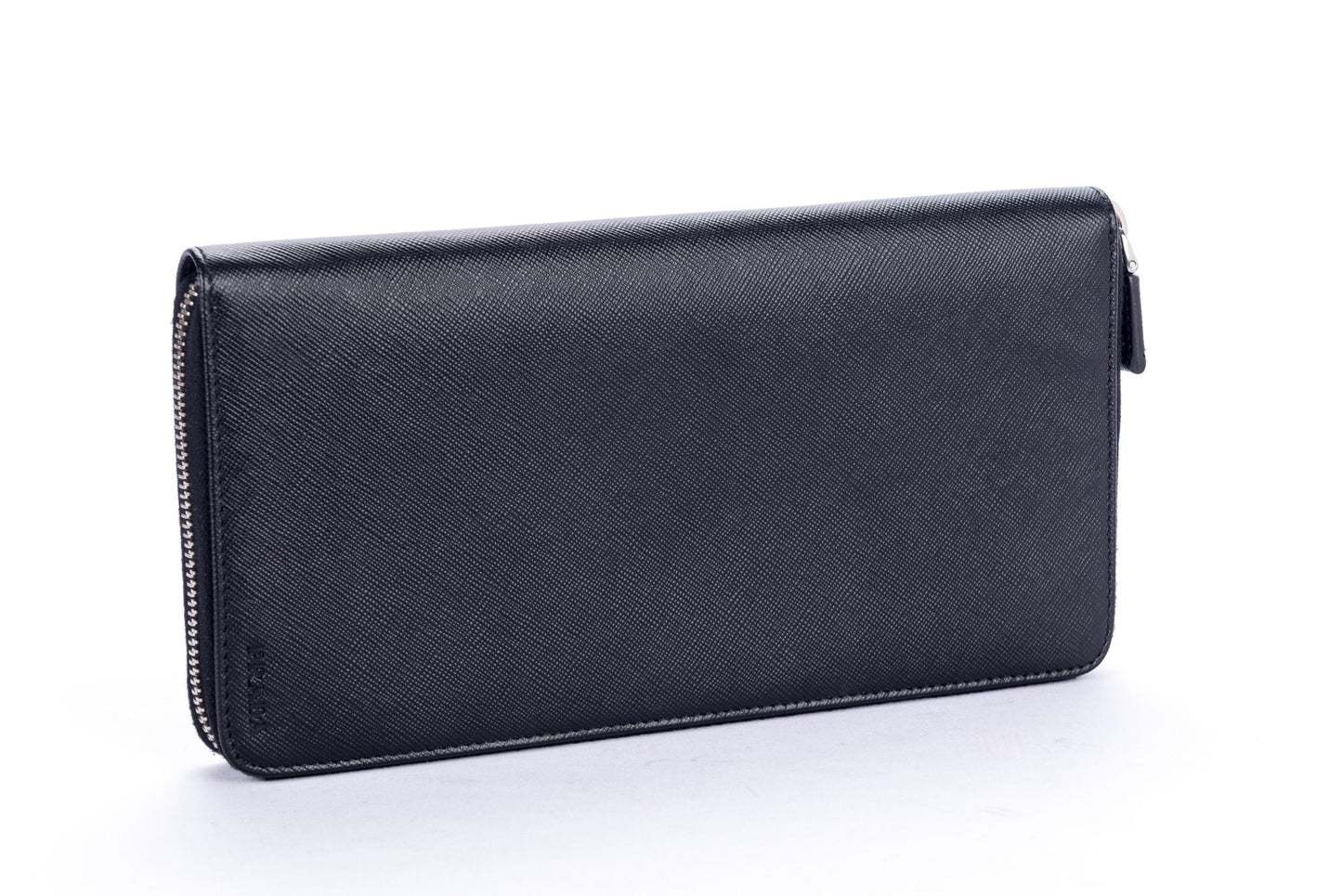 Prada 2M1220 Black Saffiano Large Zip Wallet with Cards & Box
