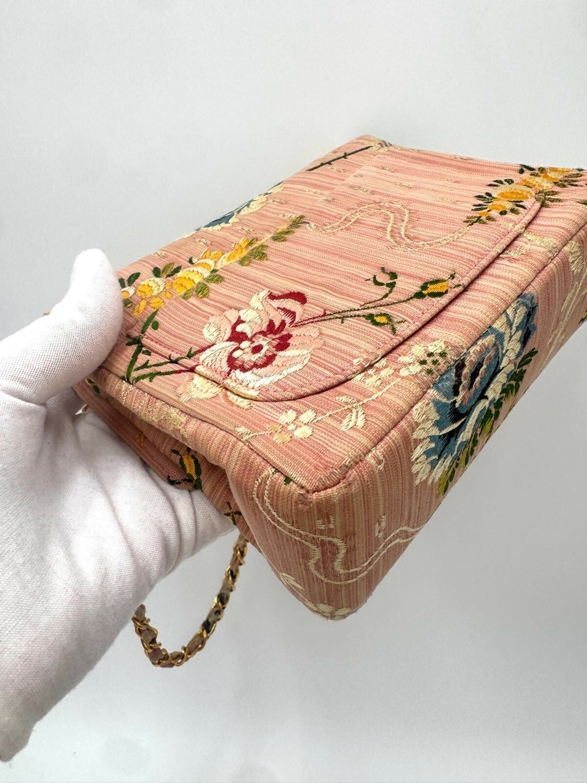 Chanel  Pink Brocade Mini Square