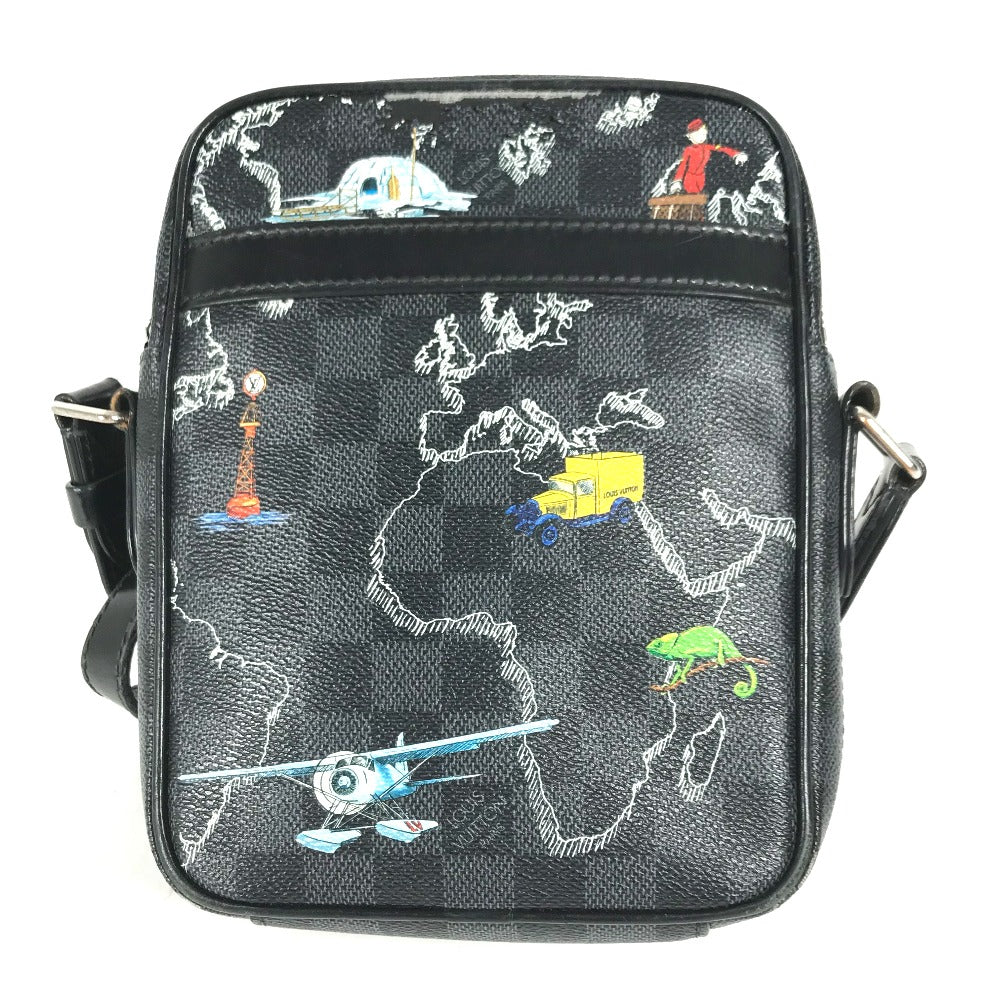 LOUIS VUITTON Shoulder Bag N40239 Graphite canvas black Damier Graphite Map Danube PM NM mens