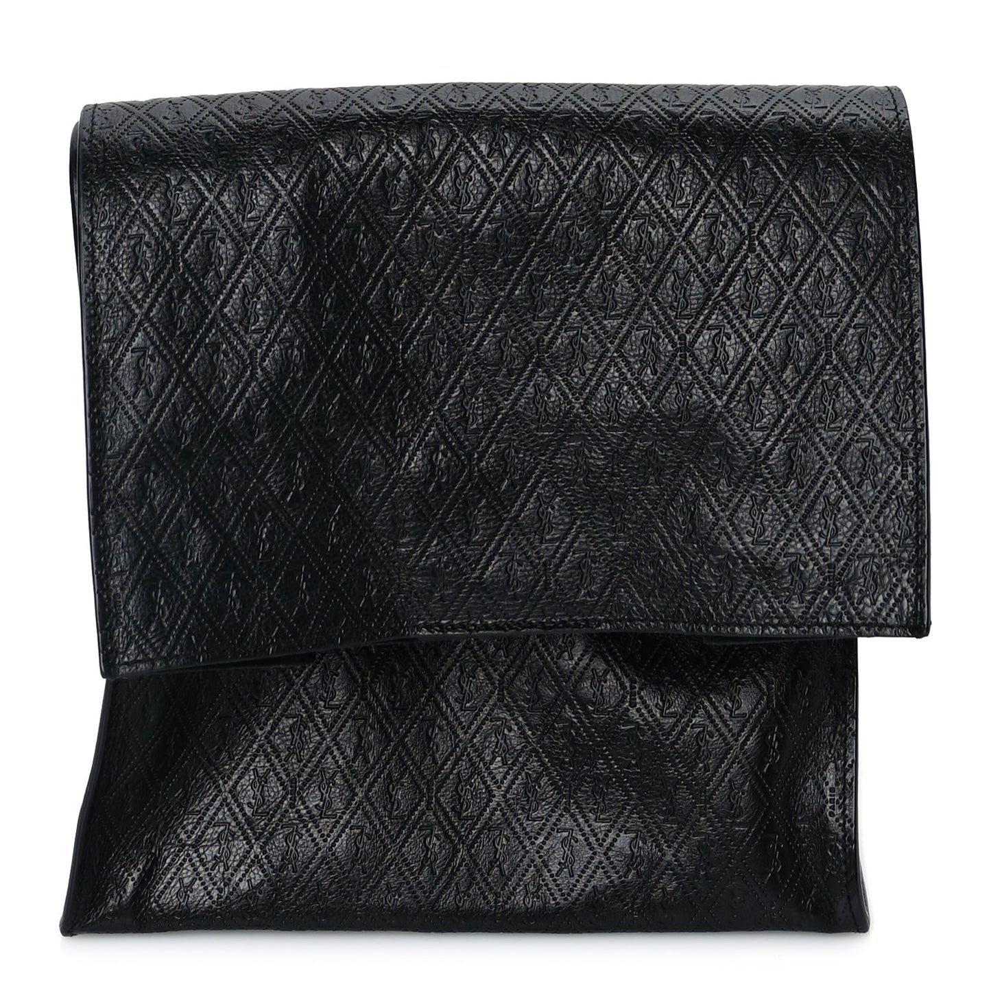 Saint Laurent Calfskin Monogram Deli Paper Bag   Black