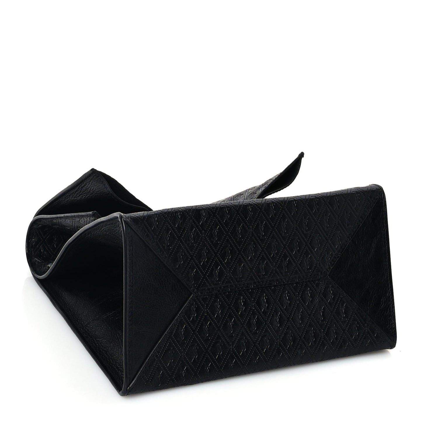 Saint Laurent Calfskin Monogram Deli Paper Bag   Black