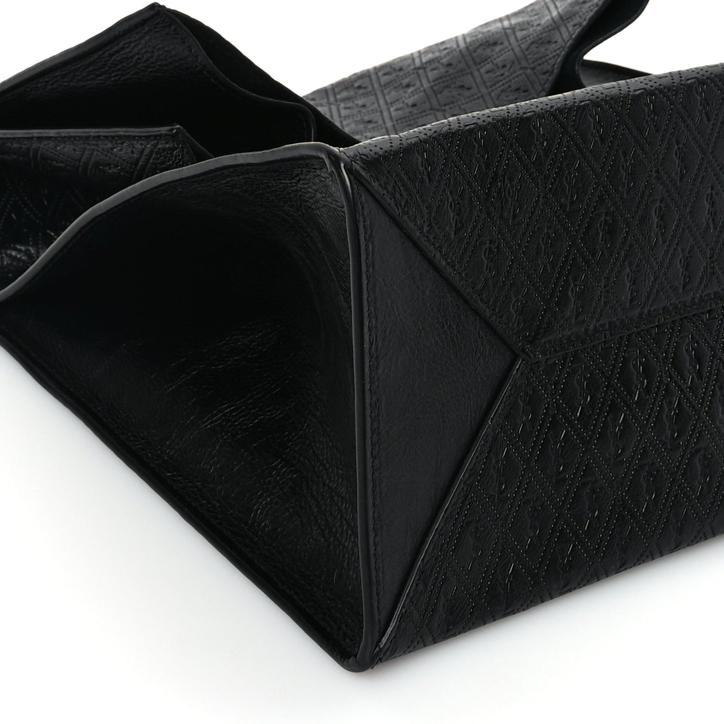 Saint Laurent Calfskin Monogram Deli Paper Bag   Black