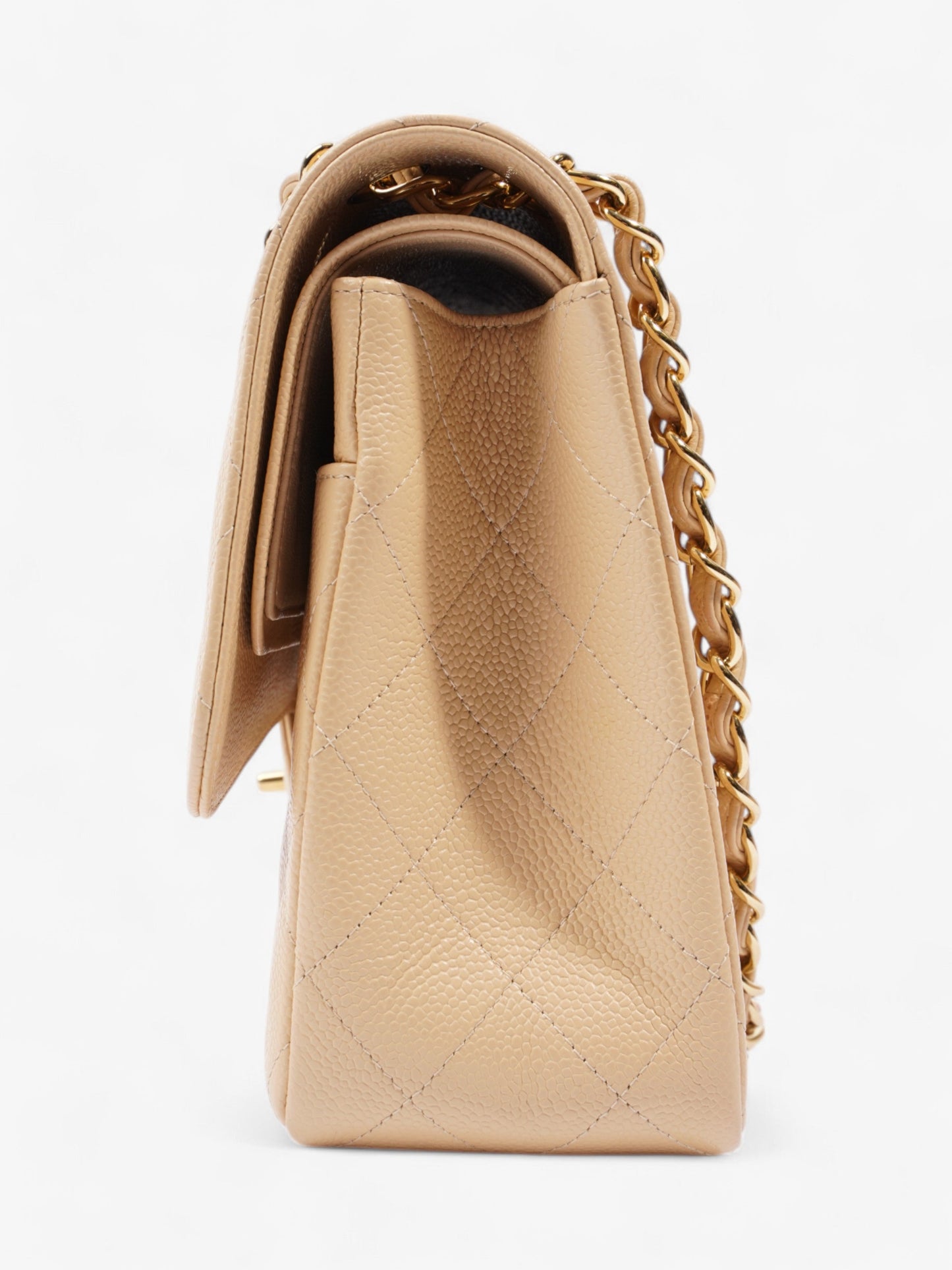Chanel Classic Double Flap Beige Caviar Leather Jumbo