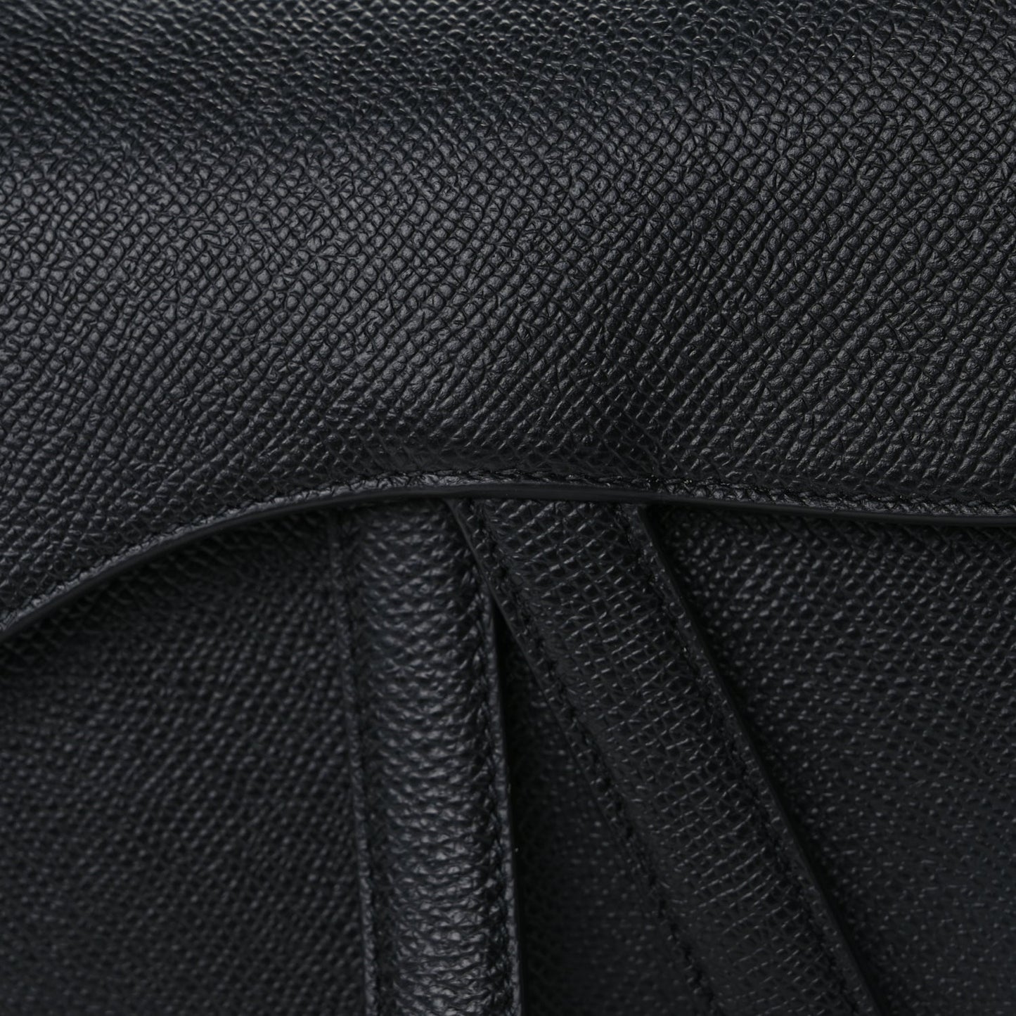 Christian Dior Grained Calfskin Saddle Bag Black