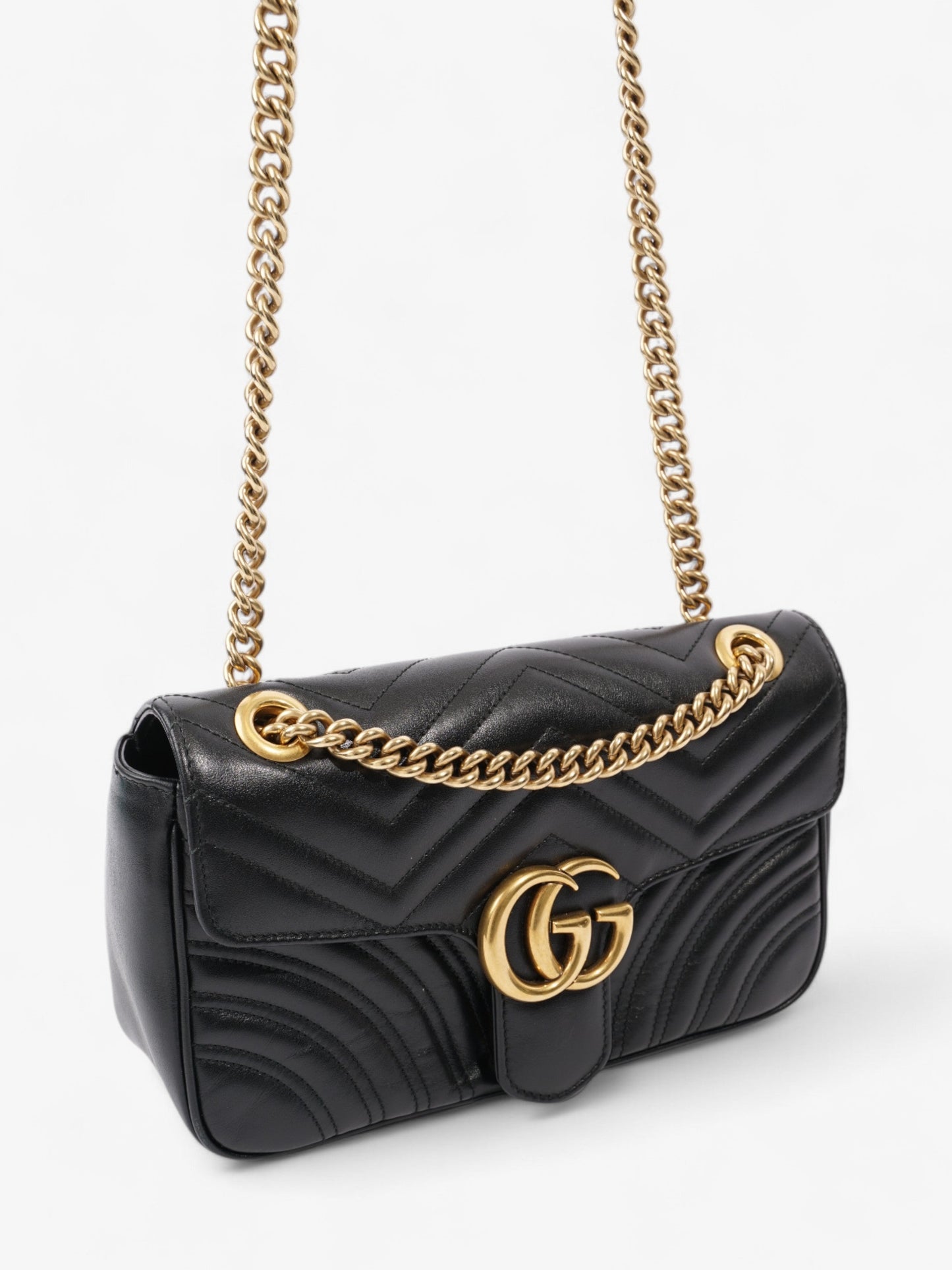 Gucci Marmont Flap Black Matelasse Leather Small