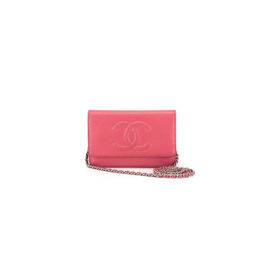 Chanel Caviar Coco Wallet On Chain Pink