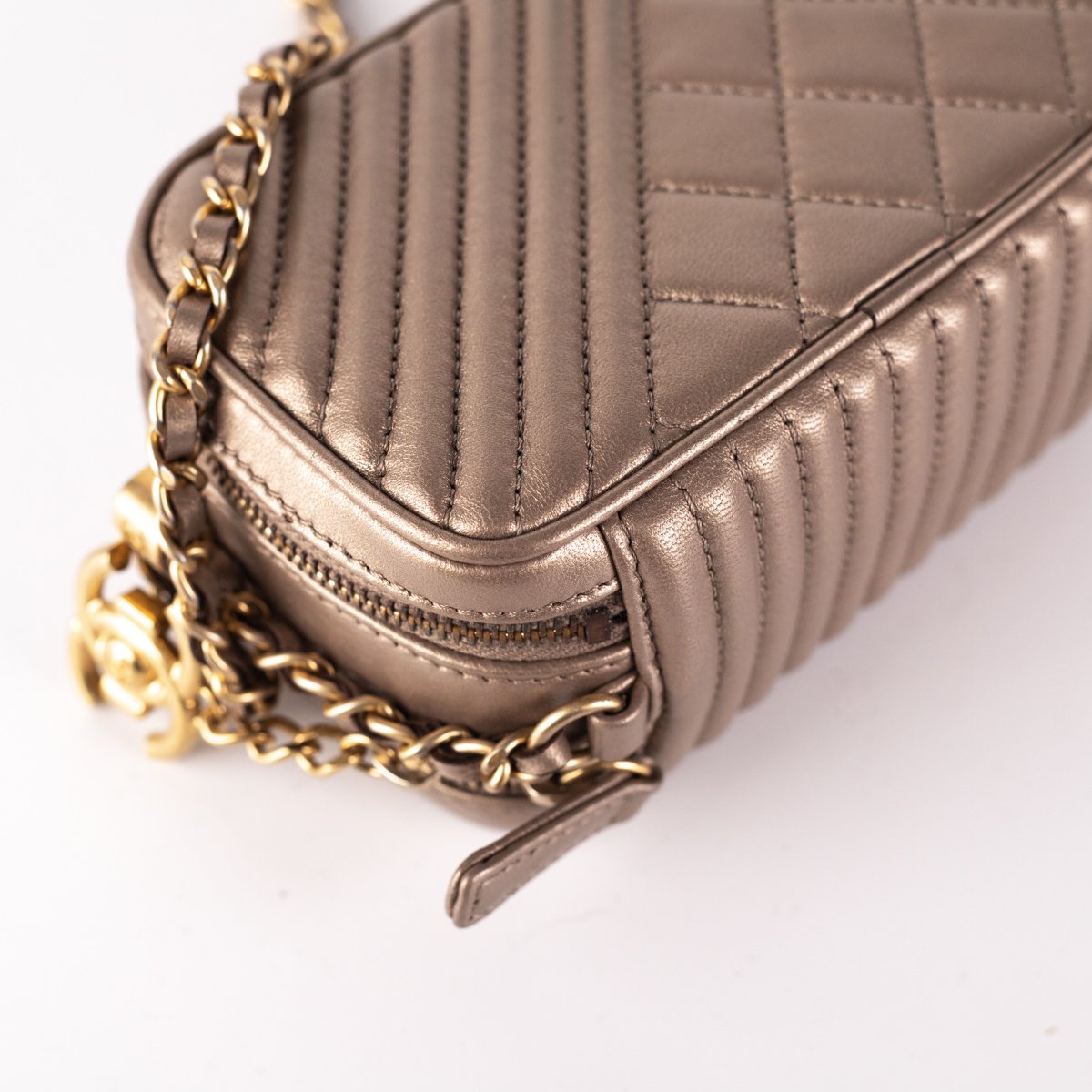 Chanel Calfskin Crossbody Bag Nude