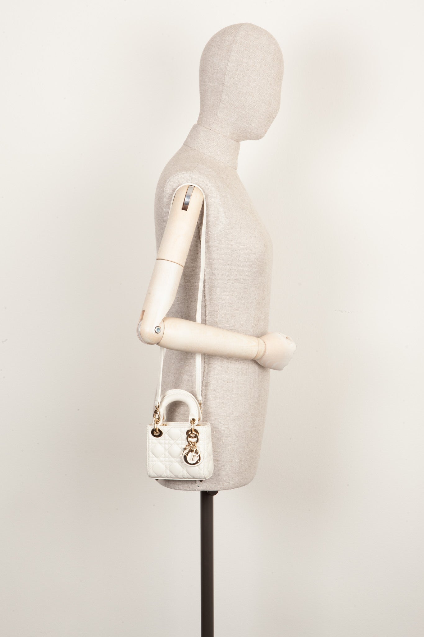 CHRISTIAN DIOR Micro Lady Dior Cannage White