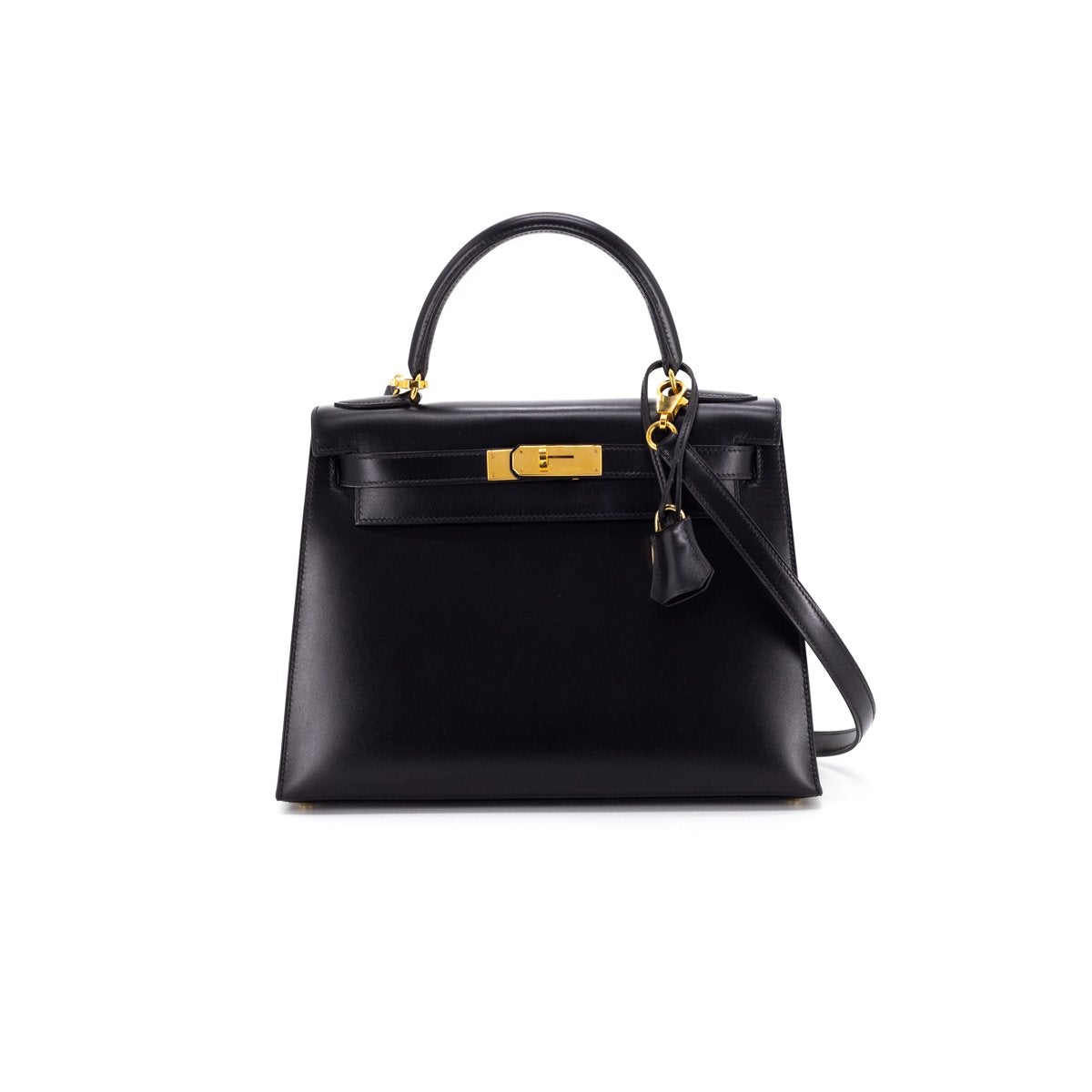 Luxury Hermes Kelly 28 Noir - Y Circle stamp