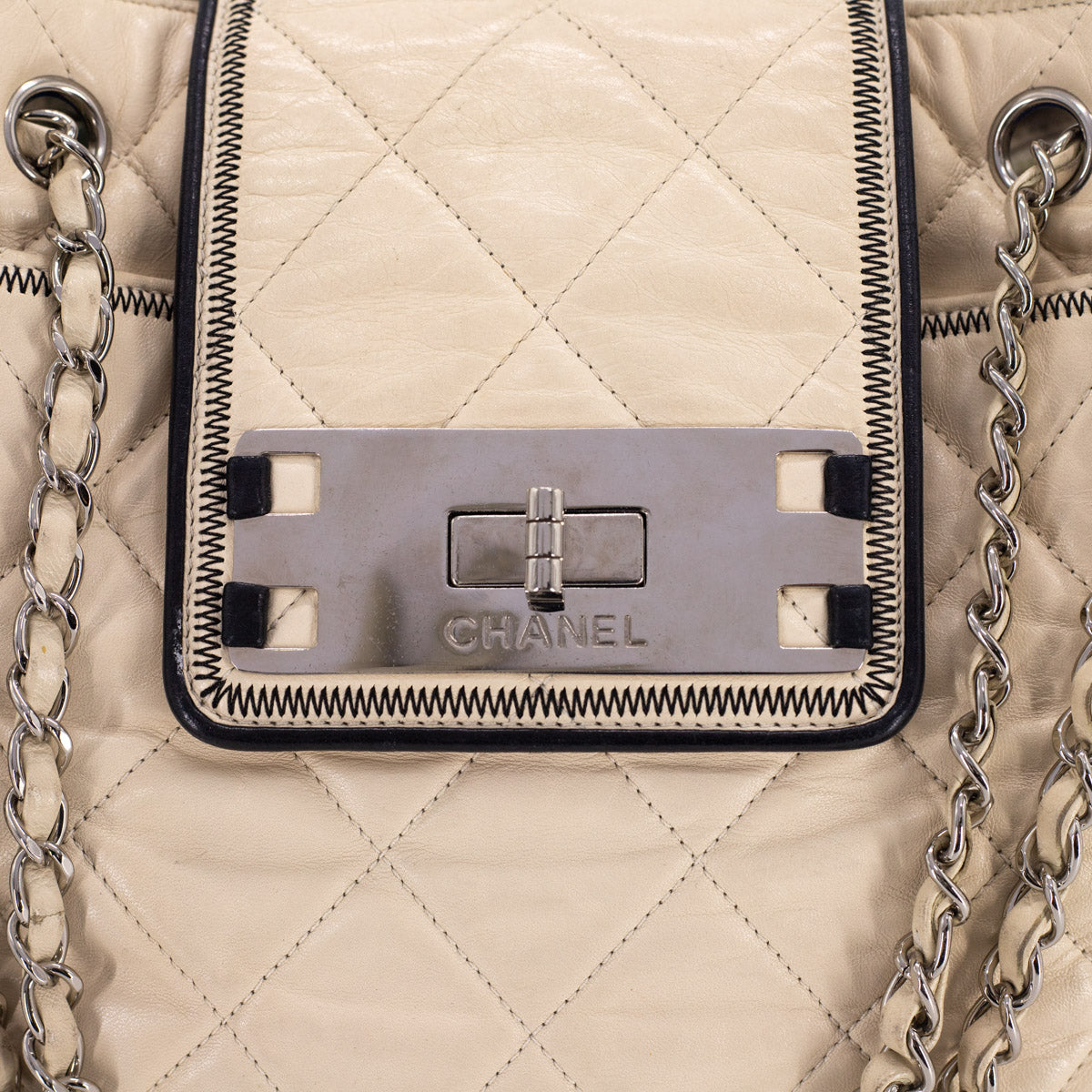 Chanel Quilted Calfskin Shoulder Bag Cream