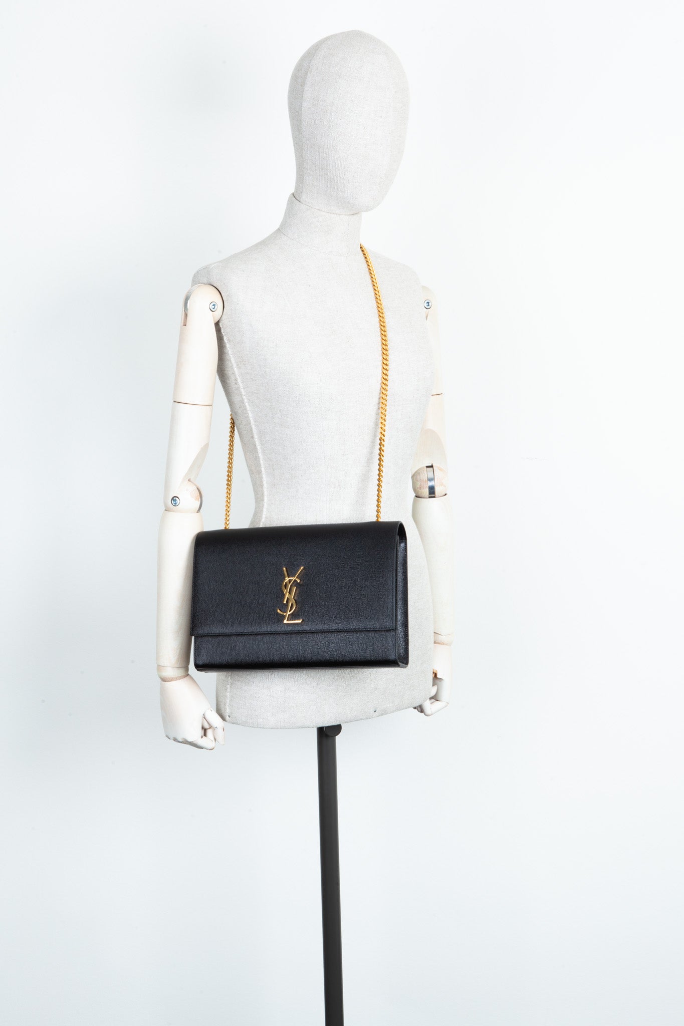 SAINT LAURENT Large Kate Bag Grained Black