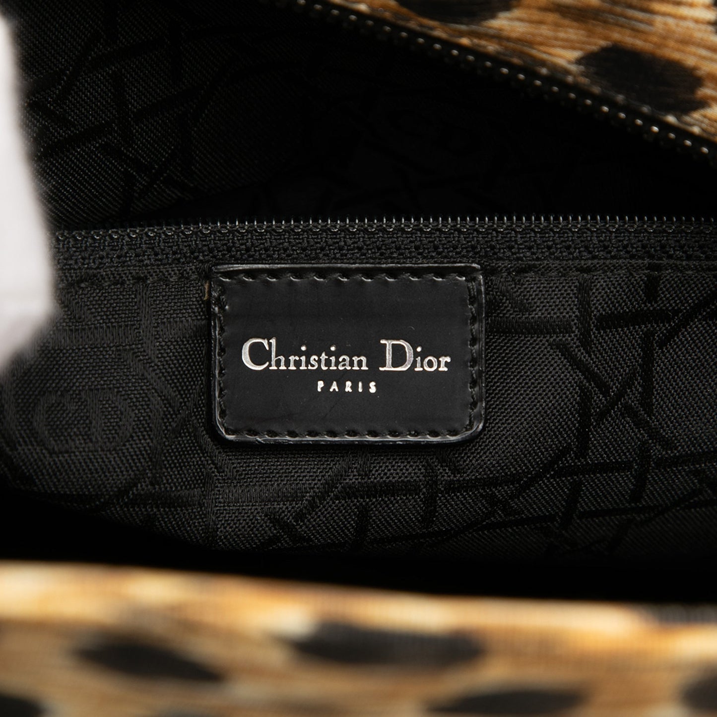 Brown Dior Large Canvas Leopard Print Lady Dior Satchel