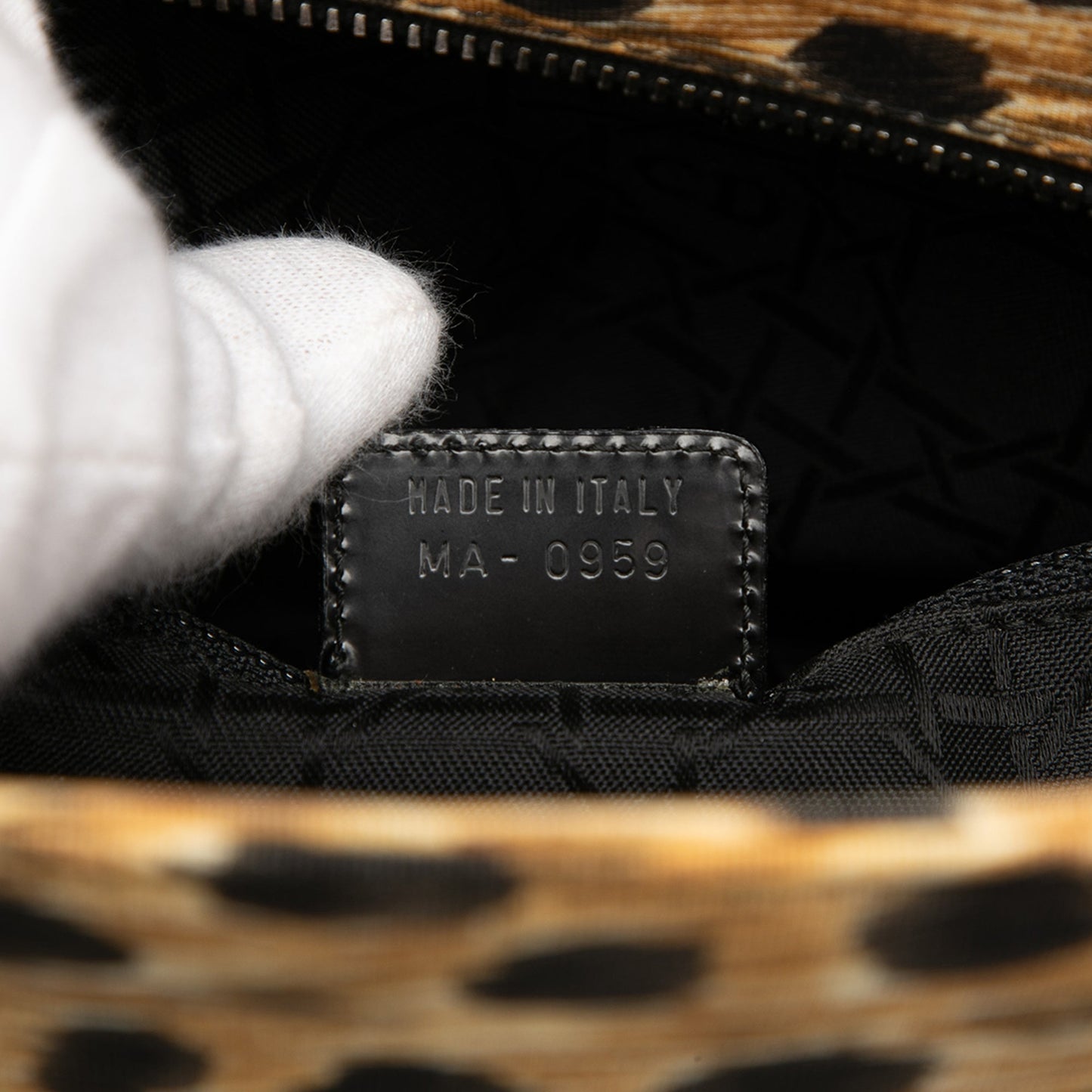 Brown Dior Large Canvas Leopard Print Lady Dior Satchel