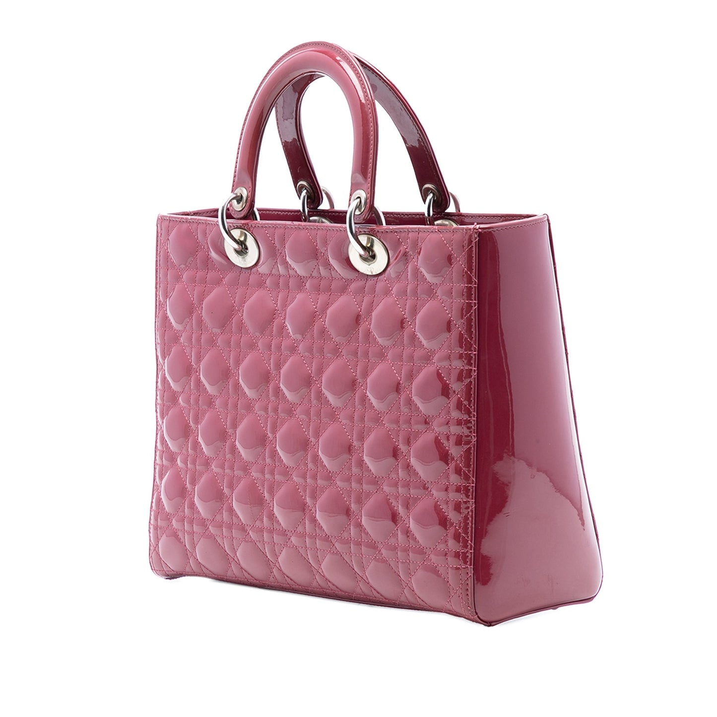 Red Dior Large Patent Cannage Lady Dior Satchel