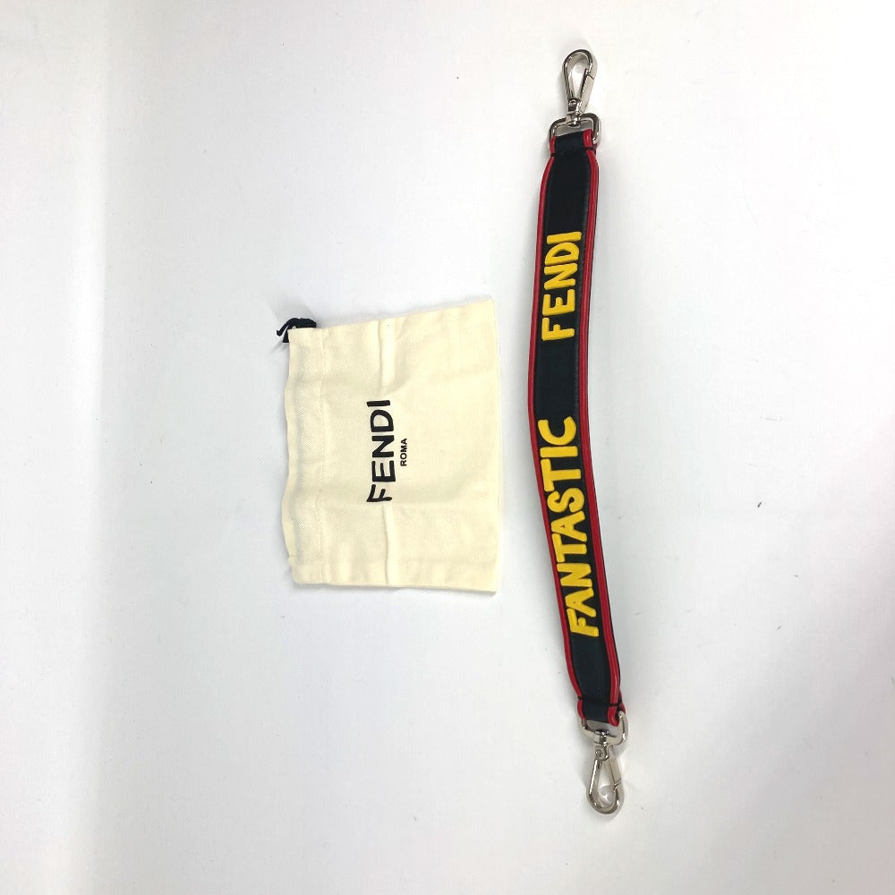 FENDI Shoulder strap leather black Strap You logo Women