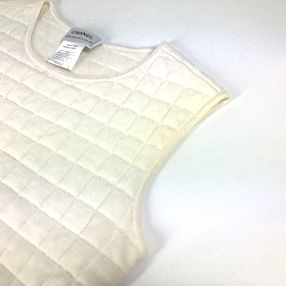 CHANEL Tank top cotton white 00T Quilting CC COCO Mark Women 38