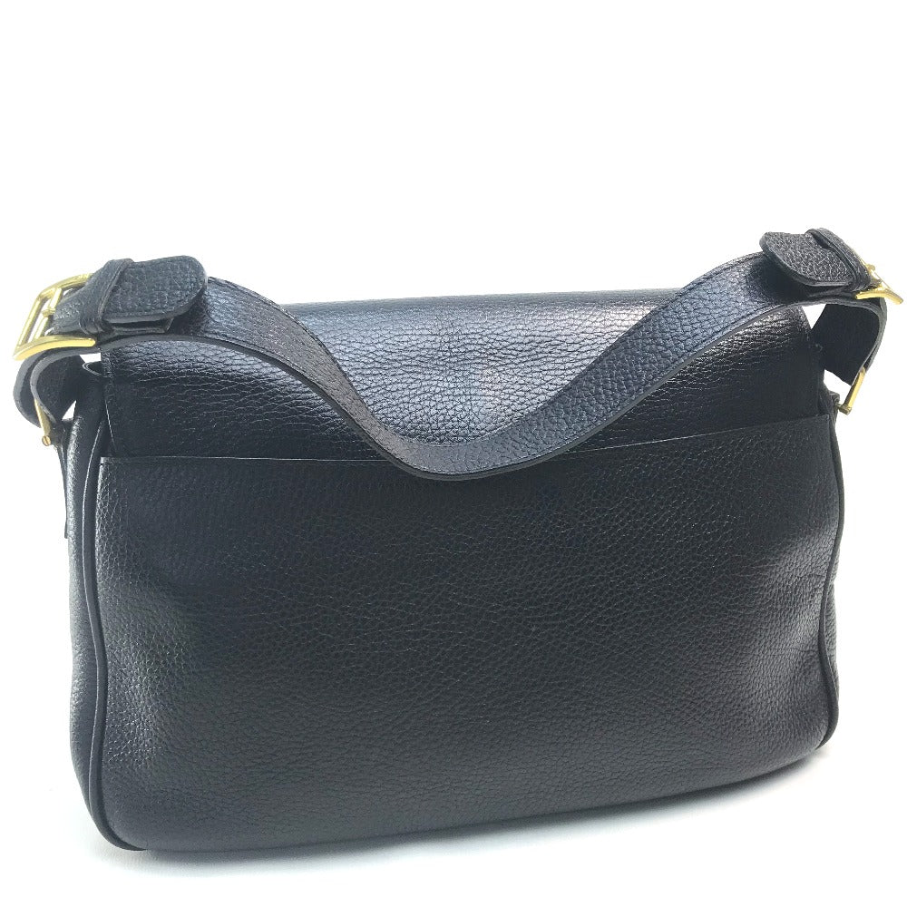 CELINE Handbag leather Black x Gold Metal vintage Circle logo Women