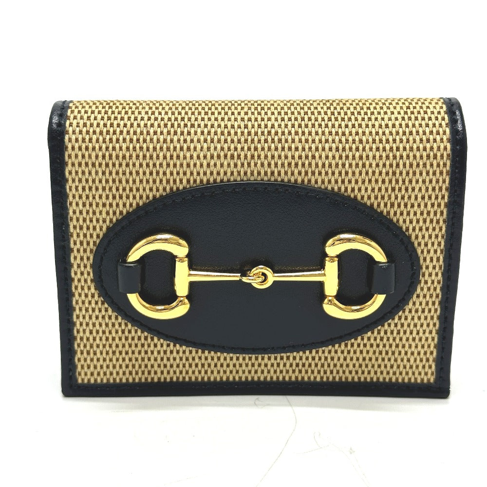 GUCCI Trifold wallet 621887 Canvas / leather beige Horsebit Women