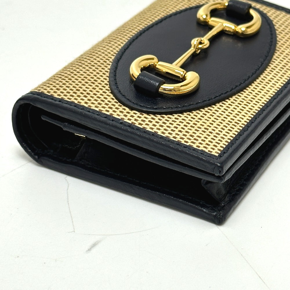 GUCCI Trifold wallet 621887 Canvas / leather beige Horsebit Women