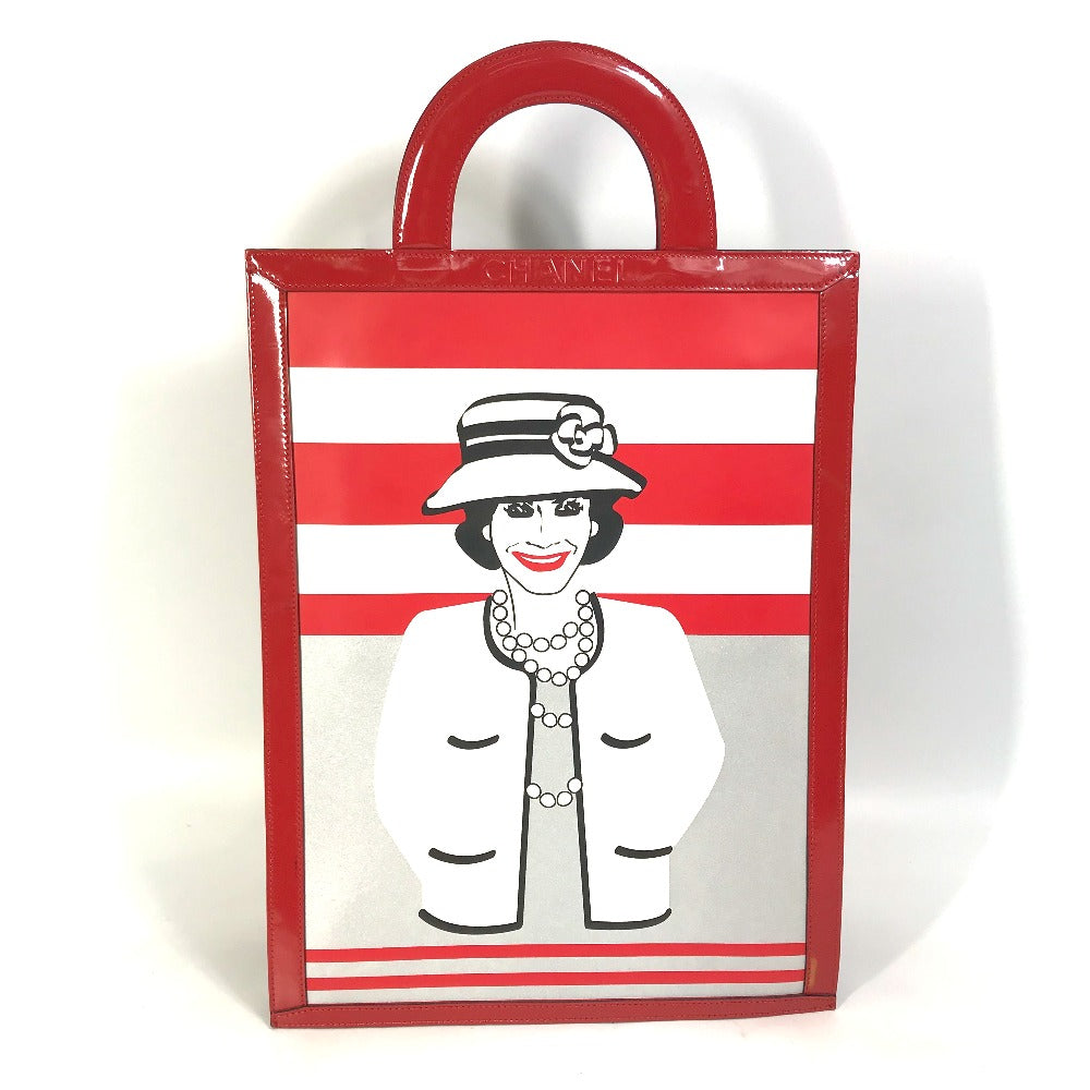 CHANEL Handbag Leather, Patent Leather Red Chocolate bar vertical tote bag Mademoiselle Women