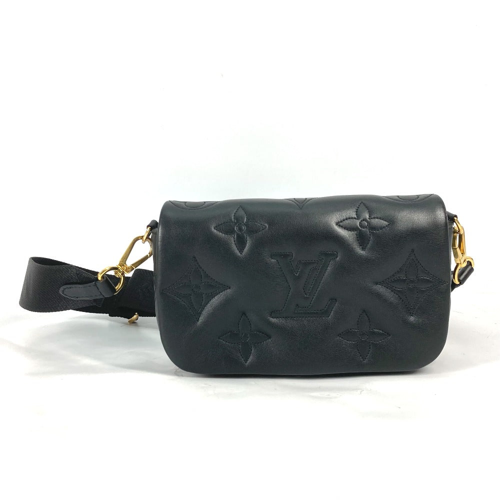 LOUIS VUITTON Shoulder Bag M81398 leather black Monogram Bubblegram wallet on strap