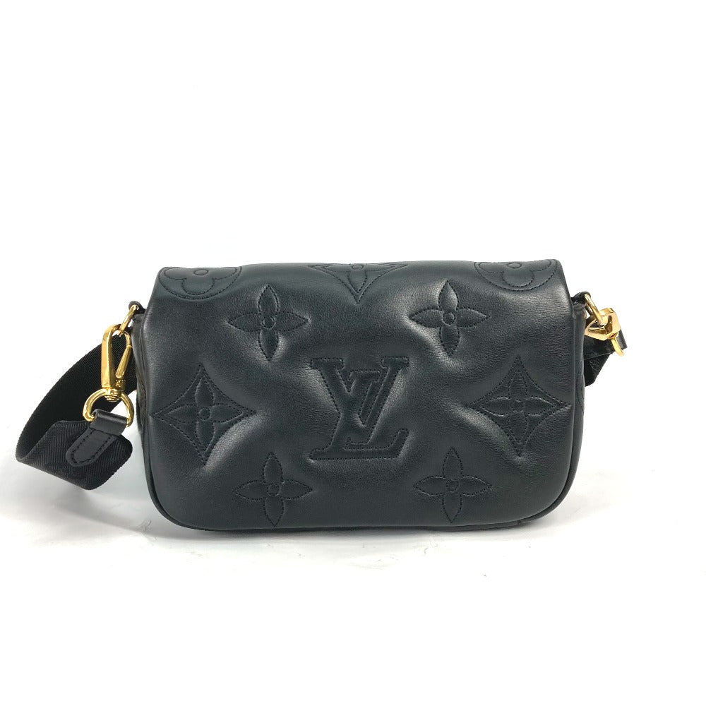 LOUIS VUITTON Shoulder Bag M81398 leather black Monogram Bubblegram wallet on strap