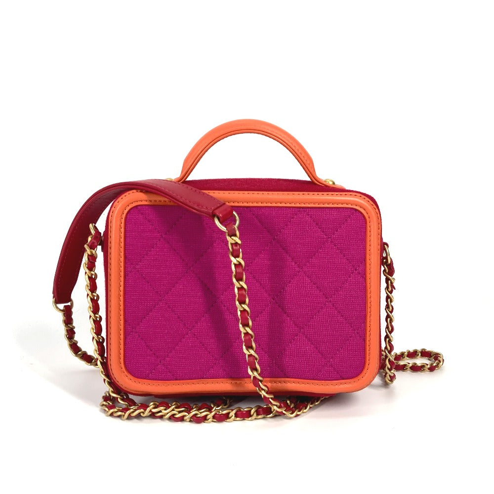 CHANEL Shoulder Bag Canvas / leather Red COCO Mark Crossbody CC filigree vanity bag