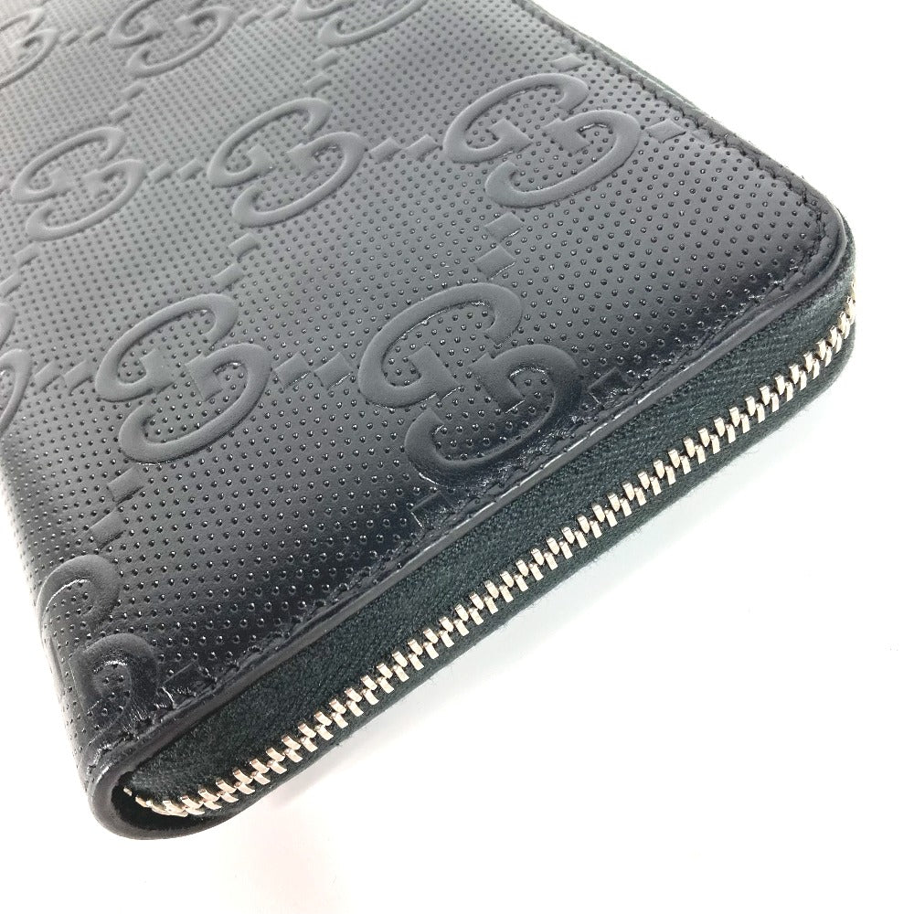 GUCCI Long Wallet Purse 625563 leather black GG embossed long wallet Travel case mens