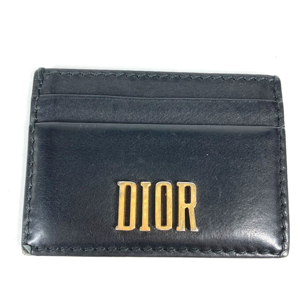 Dior Card Case 26-MA-1128 leather black Pass case logo unisex(Unisex)
