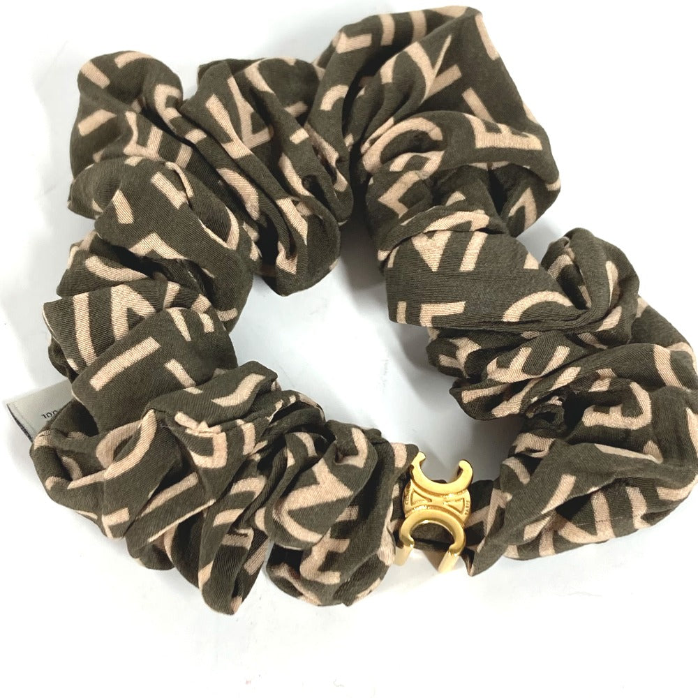 CELINE hair accessory Silk, Rubber khaki Triomphe logo Women