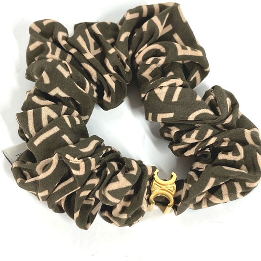 CELINE hair accessory Silk, Rubber khaki Triomphe logo Women