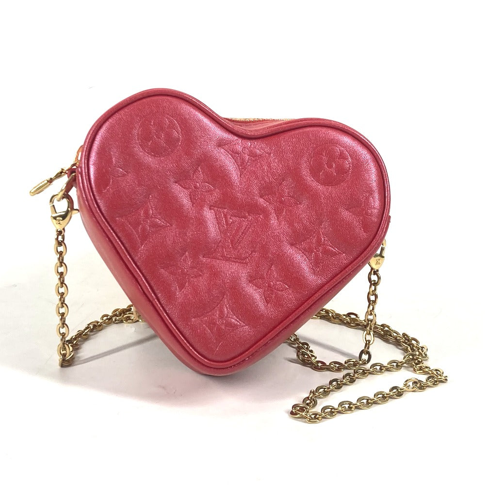 LOUIS VUITTON Shoulder Bag  M80837  leather Red Monogram Heart on Chain Women