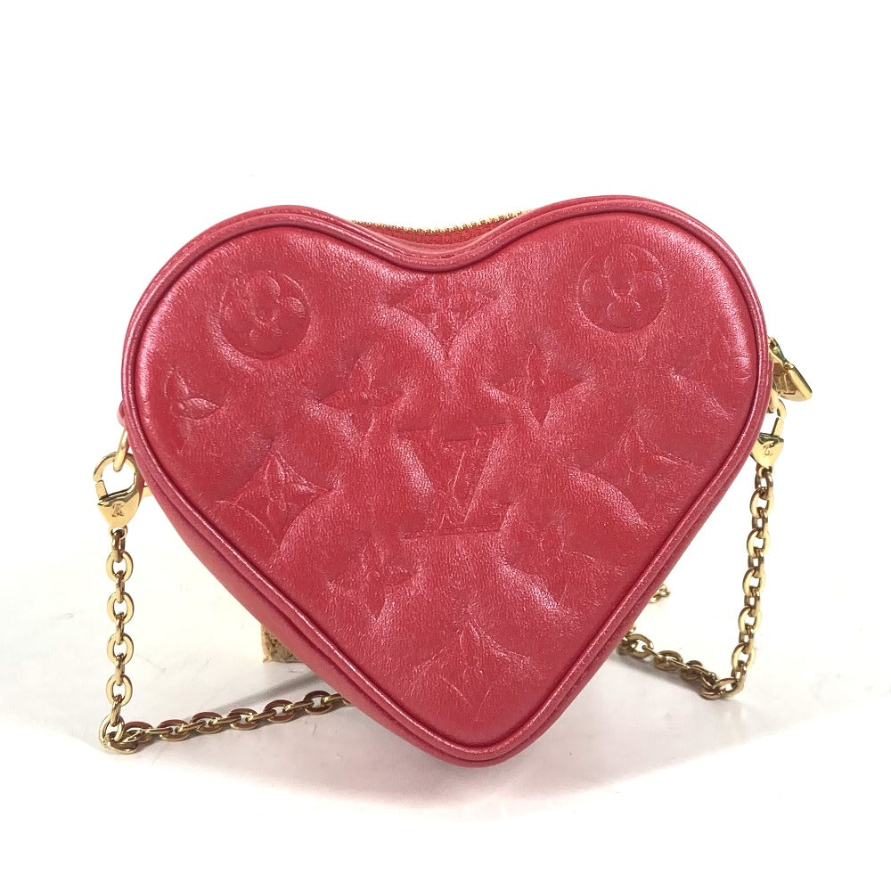 LOUIS VUITTON Shoulder Bag  M80837  leather Red Monogram Heart on Chain Women