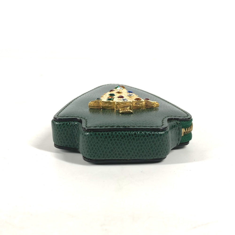 CELINE Pouch leather green Rhinestone tree Women