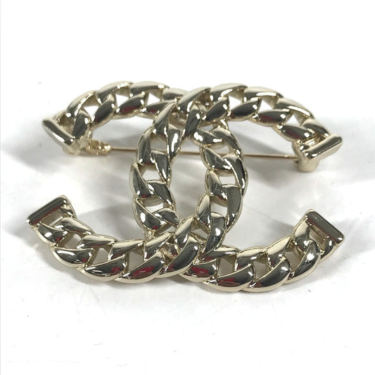 CHANEL Brooch metal gold 24P CC COCO Mark Women
