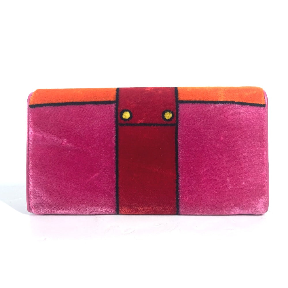 PRADA Long Wallet Purse 1MH019 velvet pink Long wallet logo Women