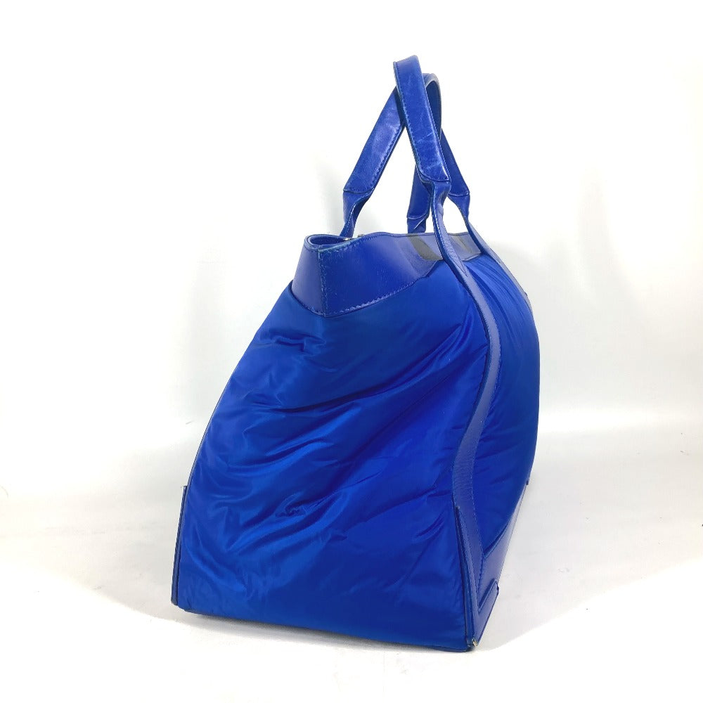BALENCIAGA Boston Duffel bag 363419 Leather / nylon blue Navy Cabas M unisex(Unisex)