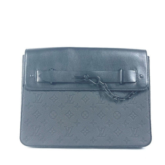 LOUIS VUITTON Clutch bag M80140 Taurillon Clemence Leather black Taurillon Clemence Monogram pochette steamer unisex(Unisex)