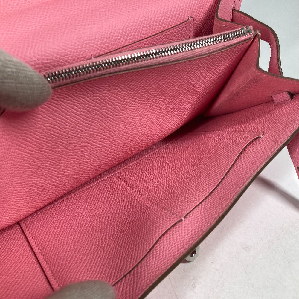 HERMES Long Wallet Purse Epsom pink Shoulder wallet Kelly wallet long to go Women Used