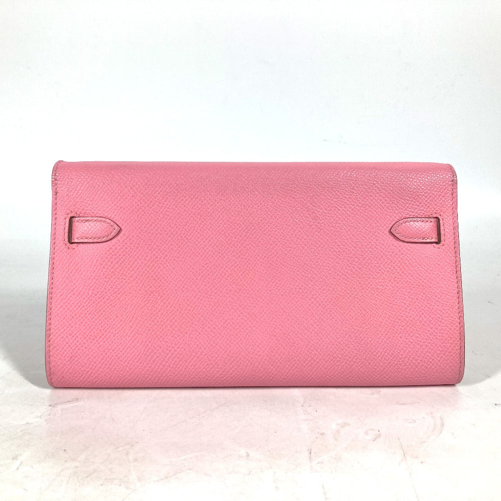 HERMES Long Wallet Purse Epsom pink Shoulder wallet Kelly wallet long to go Women Used