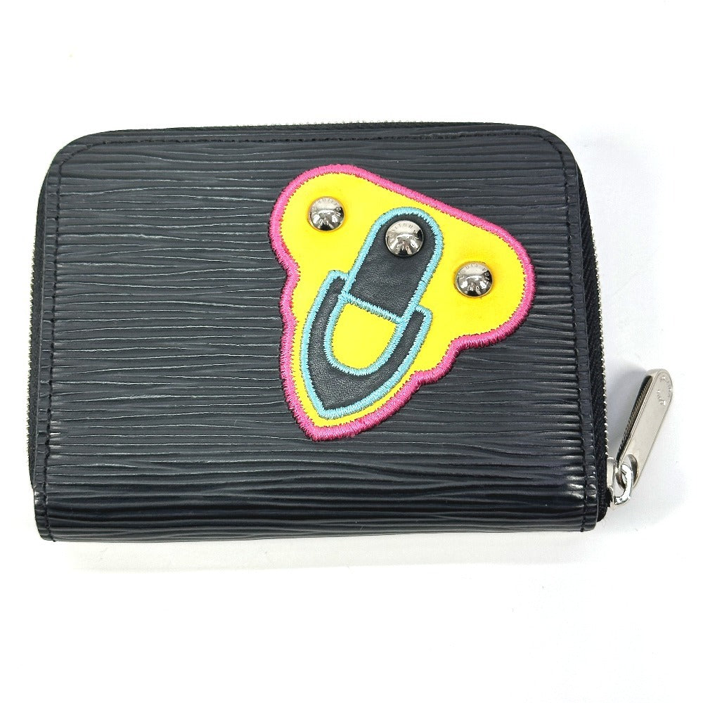 LOUIS VUITTON Coin case M63721 Epi Leather black Epi LV Stories Heart Zip around purse Women
