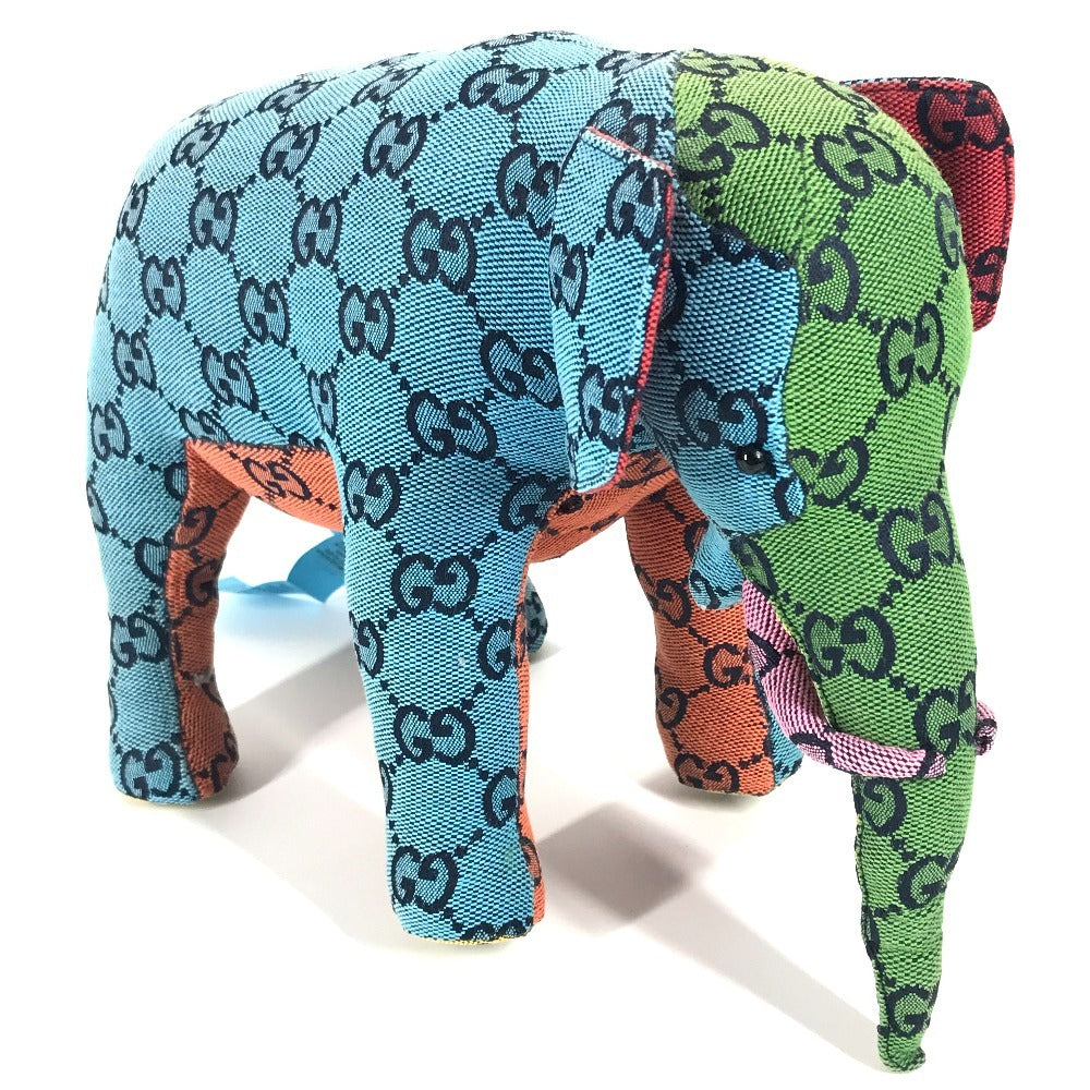 GUCCI Plush Doll 670233 fabric multicolor GG Decorative Elephant Animal unisex(Unisex)