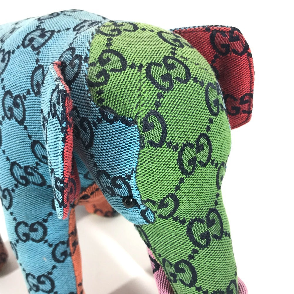 GUCCI Plush Doll 670233 fabric multicolor GG Decorative Elephant Animal unisex(Unisex)