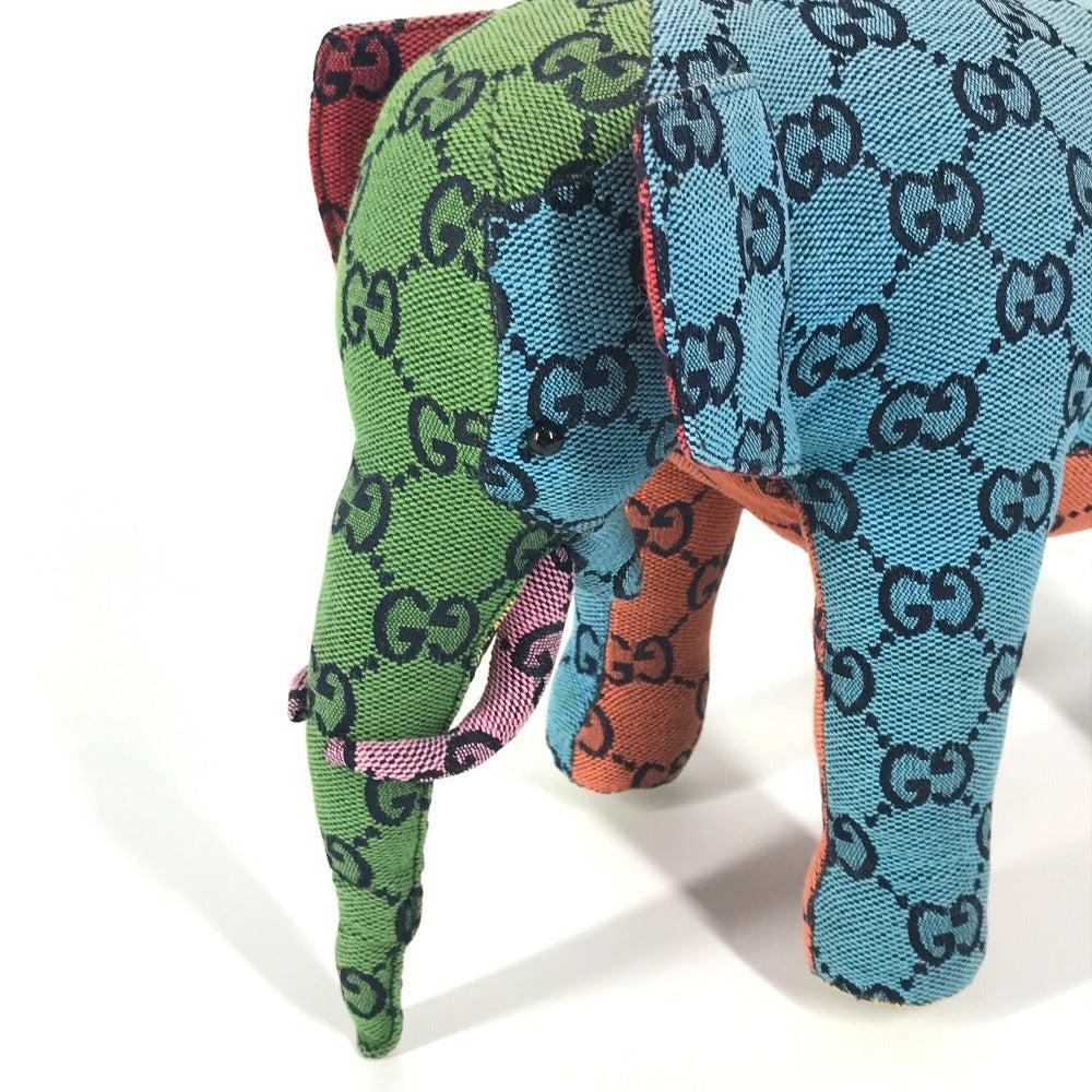 GUCCI Plush Doll 670233 fabric multicolor GG Decorative Elephant Animal unisex(Unisex)