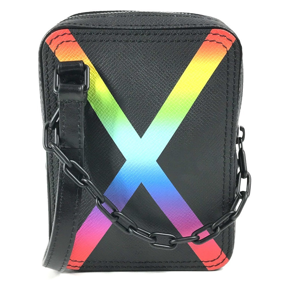 LOUIS VUITTON Shoulder Bag M30332 Taiga Leather black Taiga rainbow Danube Messenger